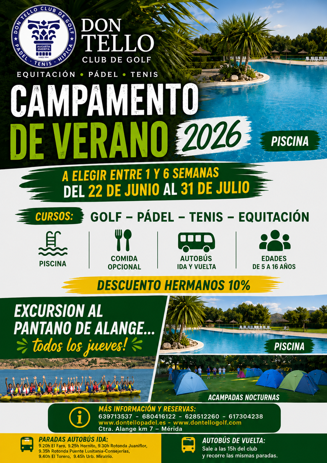 Abierto el plazo de inscripción de los campamentos de verano en Don Tello Golf